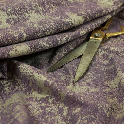 Mica Designer Fabrics Semi Plain Abstract Pattern Chenille Upholstery Fabric In Purple Colour CTR-395 - Roman Blinds