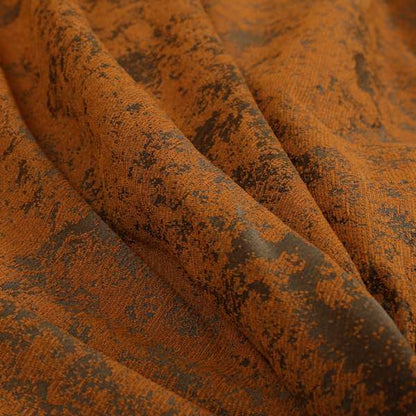 Mica Designer Fabrics Semi Plain Abstract Pattern Chenille Upholstery Fabric In Orange Colour CTR-396 - Roman Blinds