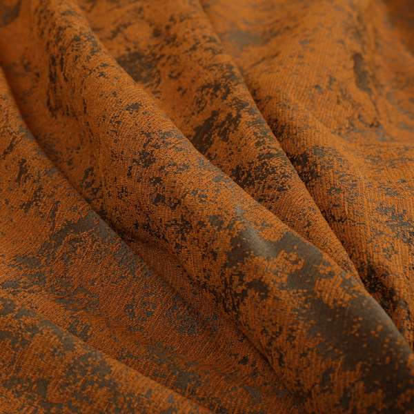 Mica Designer Fabrics Semi Plain Abstract Pattern Chenille Upholstery Fabric In Orange Colour CTR-396 - Made To Measure Curtains