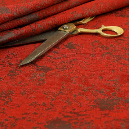 Mica Designer Fabrics Semi Plain Abstract Pattern Chenille Upholstery Fabric In Red Colour CTR-397 - Roman Blinds