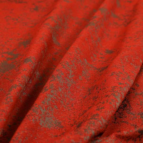 Mica Designer Fabrics Semi Plain Abstract Pattern Chenille Upholstery Fabric In Red Colour CTR-397