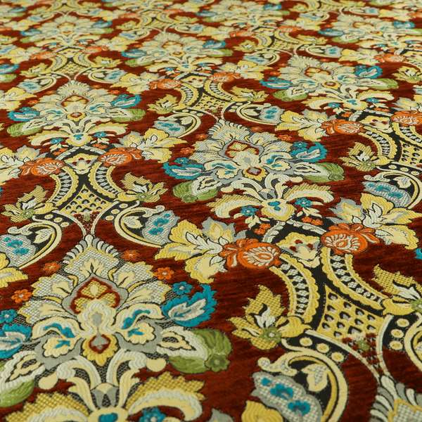 Komkotar Fabrics Rich Detail Floral Damask Upholstery Fabric In Rustic Colour CTR-404 - Made To Measure Curtains