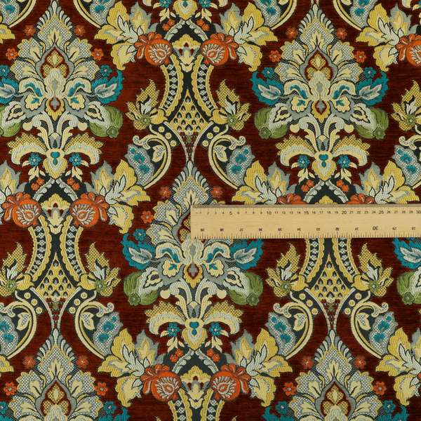 Komkotar Fabrics Rich Detail Floral Damask Upholstery Fabric In Rustic Colour CTR-404 - Roman Blinds