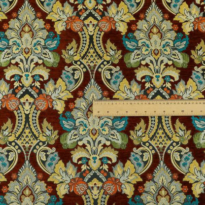 Komkotar Fabrics Rich Detail Floral Damask Upholstery Fabric In Rustic Colour CTR-404 - Made To Measure Curtains