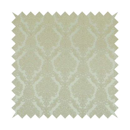 Elstow Damask Pattern Collection In Textured Embroidery Effect Chenille Upholstery Fabric In Cream Colour CTR-412 - Handmade Cushions