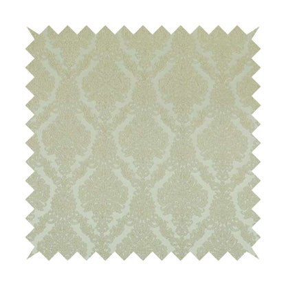 Elstow Damask Pattern Collection In Textured Embroidery Effect Chenille Upholstery Fabric In Cream Colour CTR-412 - Made To Measure Curtains