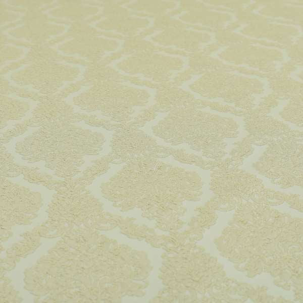 Elstow Damask Pattern Collection In Textured Embroidery Effect Chenille Upholstery Fabric In Cream Colour CTR-412 - Roman Blinds