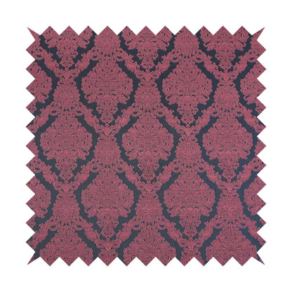 Elstow Damask Pattern Collection In Textured Embroidery Effect Chenille Upholstery Fabric In Pink Colour CTR-421 - Handmade Cushions
