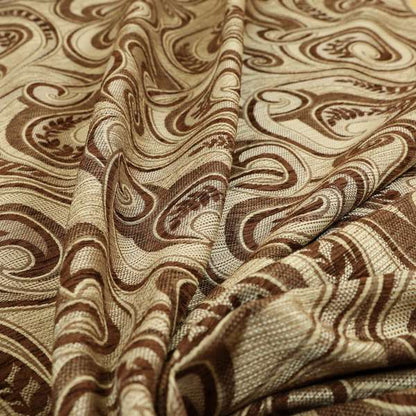 Ketu Collection Of Woven Chenille Floral Brown Colour Furnishing Fabrics CTR-424