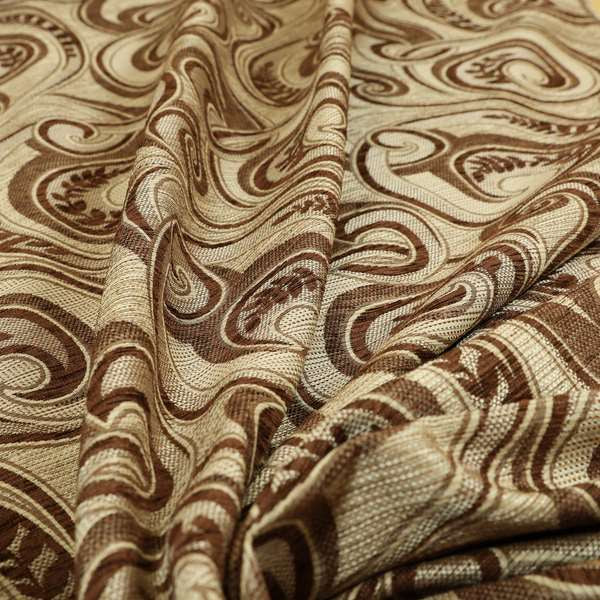 Ketu Collection Of Woven Chenille Floral Brown Colour Furnishing Fabrics CTR-424 - Made To Measure Curtains