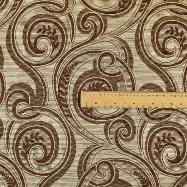 Ketu Collection Of Woven Chenille Floral Brown Colour Furnishing Fabrics CTR-424 - Roman Blinds