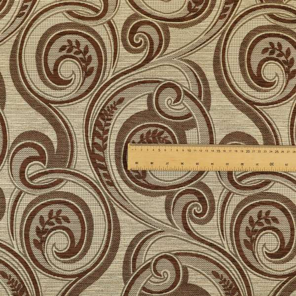 Ketu Collection Of Woven Chenille Floral Brown Colour Furnishing Fabrics CTR-424 - Made To Measure Curtains