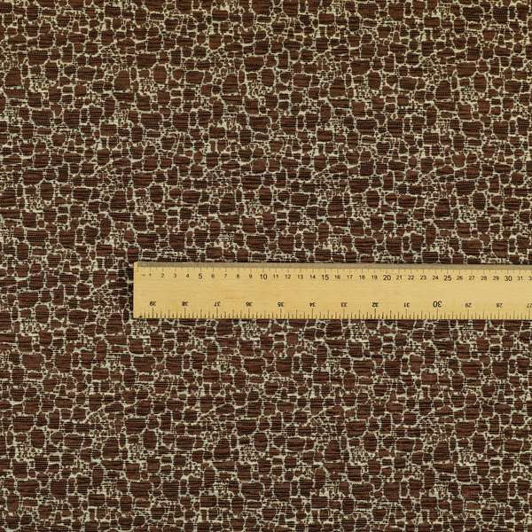 Ketu Collection Of Woven Chenille Pebble Stone Effect Pattern Brown Colour Furnishing Fabrics CTR-426