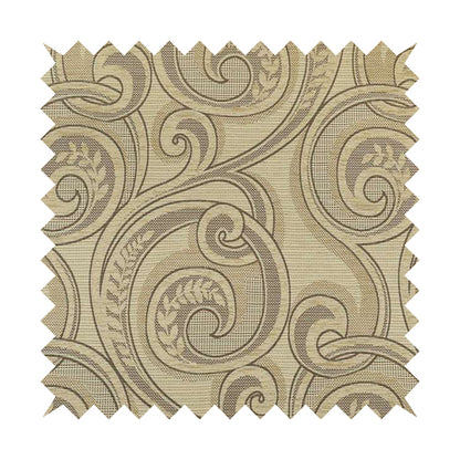 Ketu Collection Of Woven Chenille Floral Beige Colour Furnishing Fabrics CTR-427