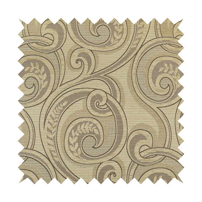 Ketu Collection Of Woven Chenille Floral Beige Colour Furnishing Fabrics CTR-427 - Made To Measure Curtains