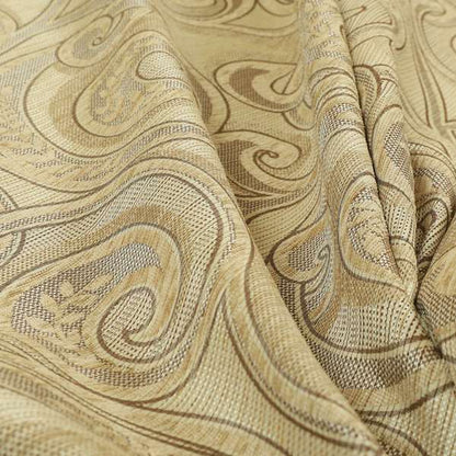 Ketu Collection Of Woven Chenille Floral Beige Colour Furnishing Fabrics CTR-427 - Made To Measure Curtains