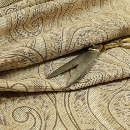 Ketu Collection Of Woven Chenille Floral Beige Colour Furnishing Fabrics CTR-427 - Made To Measure Curtains