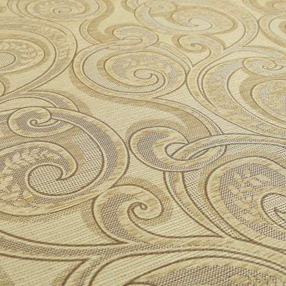 Ketu Collection Of Woven Chenille Floral Beige Colour Furnishing Fabrics CTR-427 - Roman Blinds