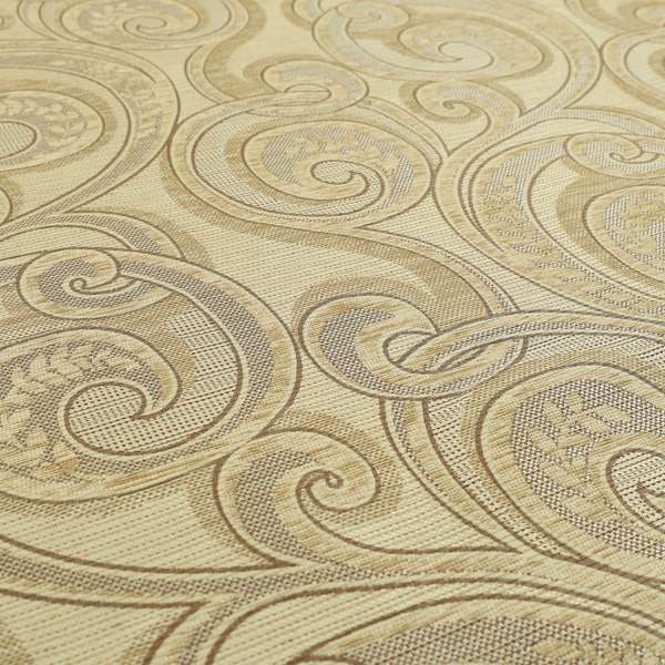 Ketu Collection Of Woven Chenille Floral Beige Colour Furnishing Fabrics CTR-427 - Made To Measure Curtains