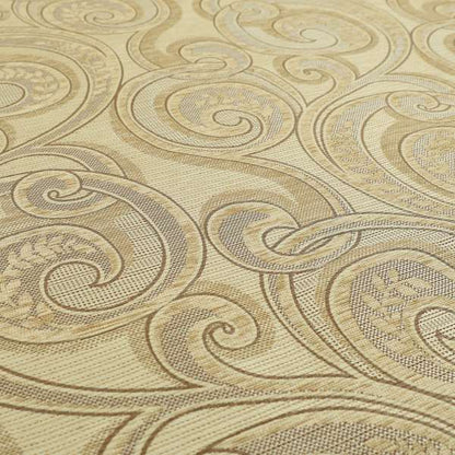 Ketu Collection Of Woven Chenille Floral Beige Colour Furnishing Fabrics CTR-427 - Made To Measure Curtains