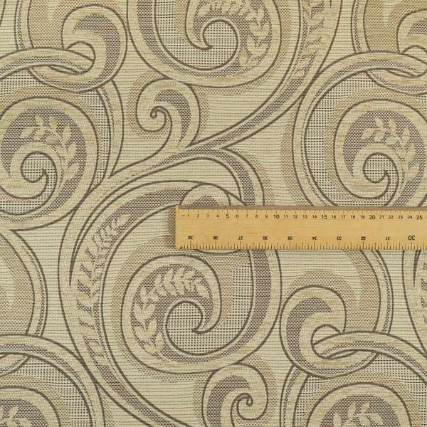 Ketu Collection Of Woven Chenille Floral Beige Colour Furnishing Fabrics CTR-427
