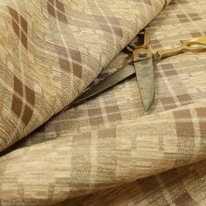 Ketu Collection Of Woven Chenille Checked Tartan Beige Colour Furnishing Fabrics CTR-428 - Handmade Cushions