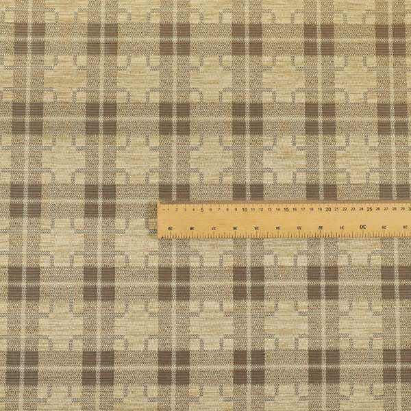 Ketu Collection Of Woven Chenille Checked Tartan Beige Colour Furnishing Fabrics CTR-428 - Roman Blinds