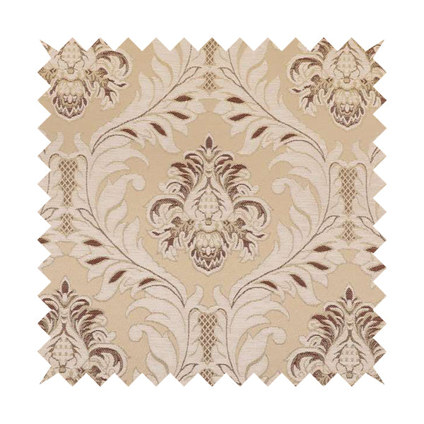 Sultan Collection Damask Floral Pattern Gold Shine Effect Brown Colour Upholstery Fabric CTR-430 - Made To Measure Curtains