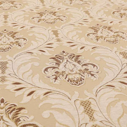 Sultan Collection Damask Floral Pattern Gold Shine Effect Brown Colour Upholstery Fabric CTR-430 - Handmade Cushions
