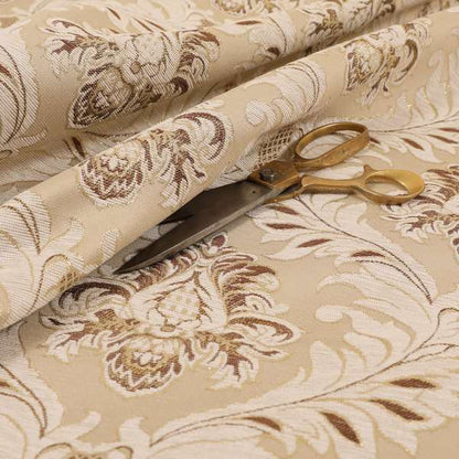 Sultan Collection Damask Floral Pattern Gold Shine Effect Brown Colour Upholstery Fabric CTR-430 - Roman Blinds