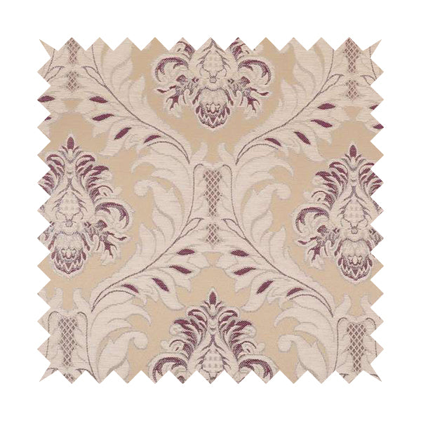 Sultan Collection Damask Floral Pattern Silver Shine Effect Purple Colour Upholstery Fabric CTR-431 - Roman Blinds