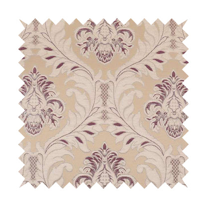 Sultan Collection Damask Floral Pattern Silver Shine Effect Purple Colour Upholstery Fabric CTR-431 - Handmade Cushions