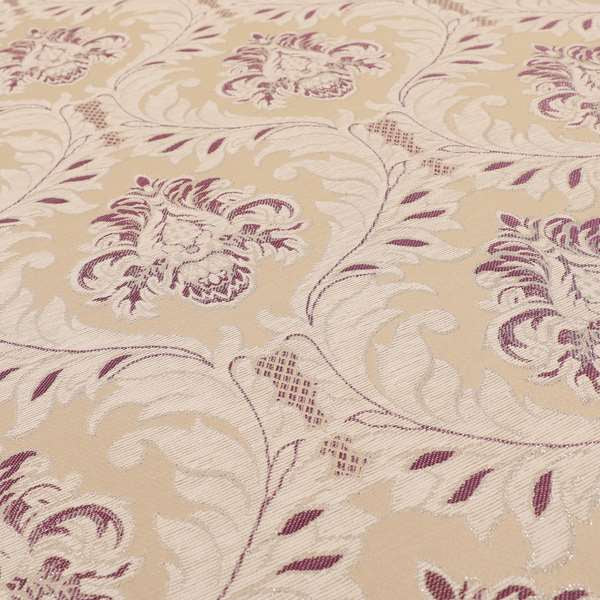 Sultan Collection Damask Floral Pattern Silver Shine Effect Purple Colour Upholstery Fabric CTR-431 - Roman Blinds