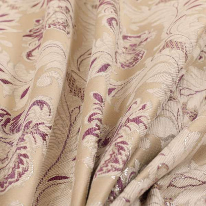 Sultan Collection Damask Floral Pattern Silver Shine Effect Purple Colour Upholstery Fabric CTR-431 - Roman Blinds