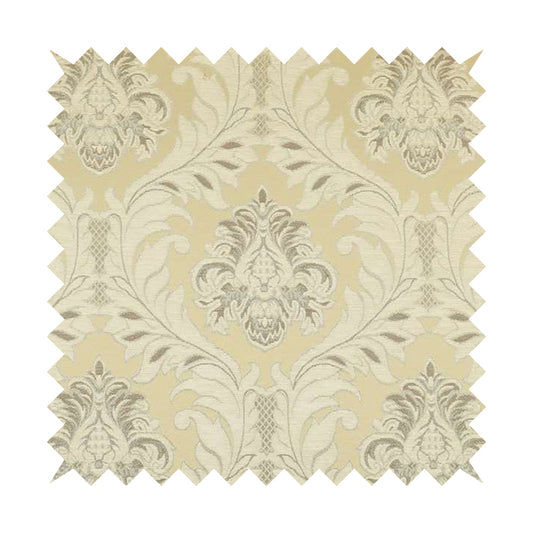 Sultan Collection Damask Floral Pattern Silver Shine Effect Colour Upholstery Fabric CTR-432