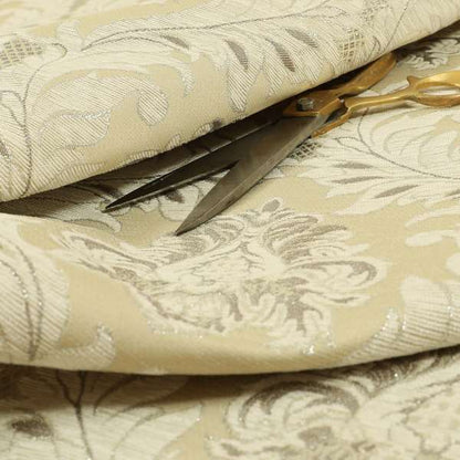 Sultan Collection Damask Floral Pattern Silver Shine Effect Colour Upholstery Fabric CTR-432 - Handmade Cushions