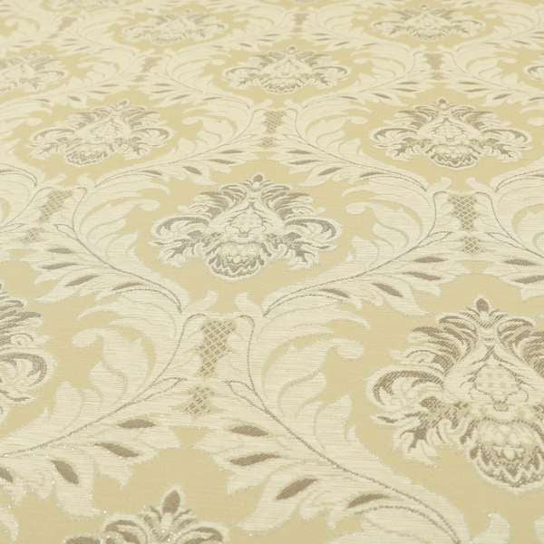 Sultan Collection Damask Floral Pattern Silver Shine Effect Colour Upholstery Fabric CTR-432 - Made To Measure Curtains