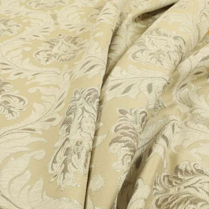 Sultan Collection Damask Floral Pattern Silver Shine Effect Colour Upholstery Fabric CTR-432 - Roman Blinds