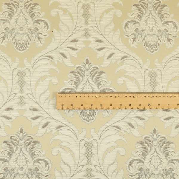 Sultan Collection Damask Floral Pattern Silver Shine Effect Colour Upholstery Fabric CTR-432 - Made To Measure Curtains