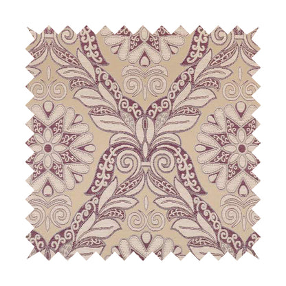 Sultan Collection Damask Floral Pattern Silver Shine Effect Purple Colour Upholstery Fabric CTR-433 - Roman Blinds