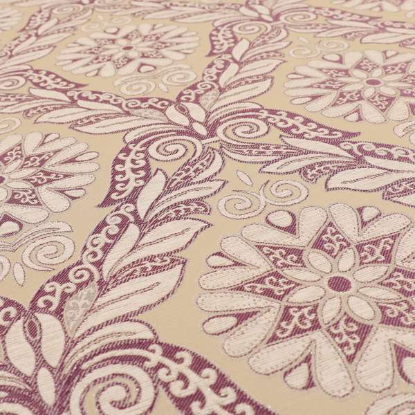 Sultan Collection Damask Floral Pattern Silver Shine Effect Purple Colour Upholstery Fabric CTR-433 - Handmade Cushions