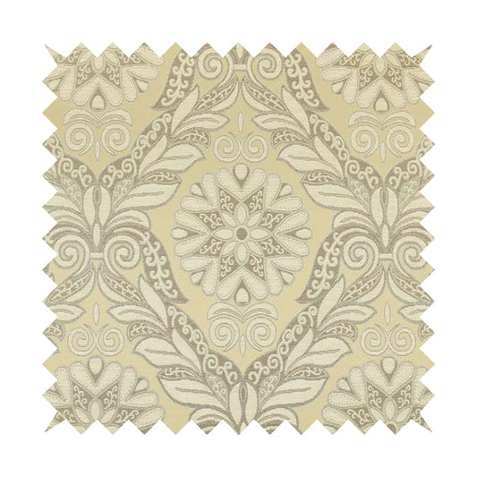 Sultan Collection Damask Floral Pattern Silver Shine Effect Colour Upholstery Fabric CTR-434