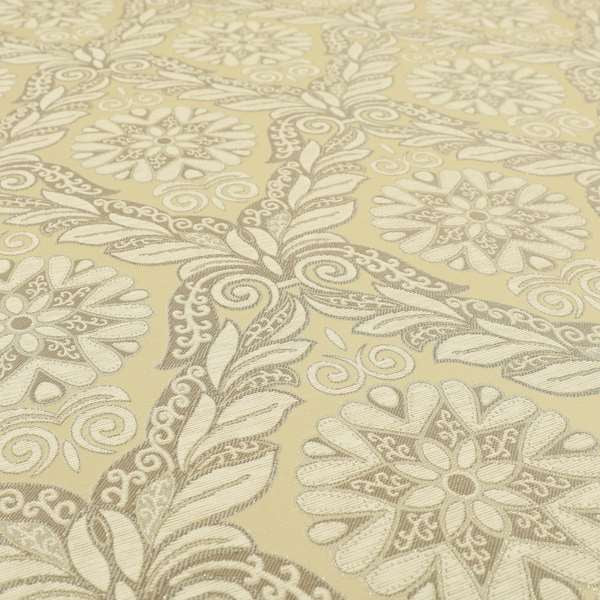 Sultan Collection Damask Floral Pattern Silver Shine Effect Colour Upholstery Fabric CTR-434 - Made To Measure Curtains