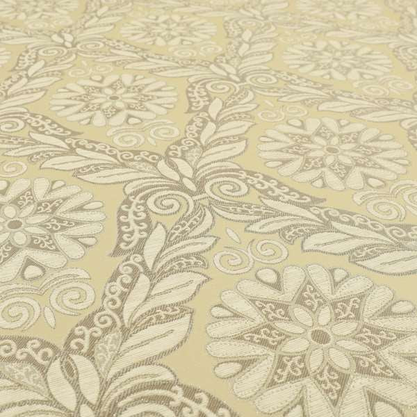 Sultan Collection Damask Floral Pattern Silver Shine Effect Colour Upholstery Fabric CTR-434