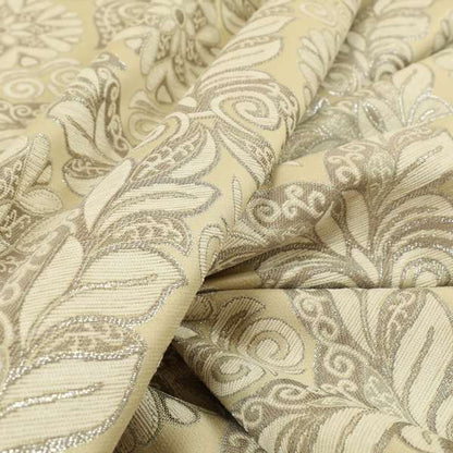 Sultan Collection Damask Floral Pattern Silver Shine Effect Colour Upholstery Fabric CTR-434 - Handmade Cushions
