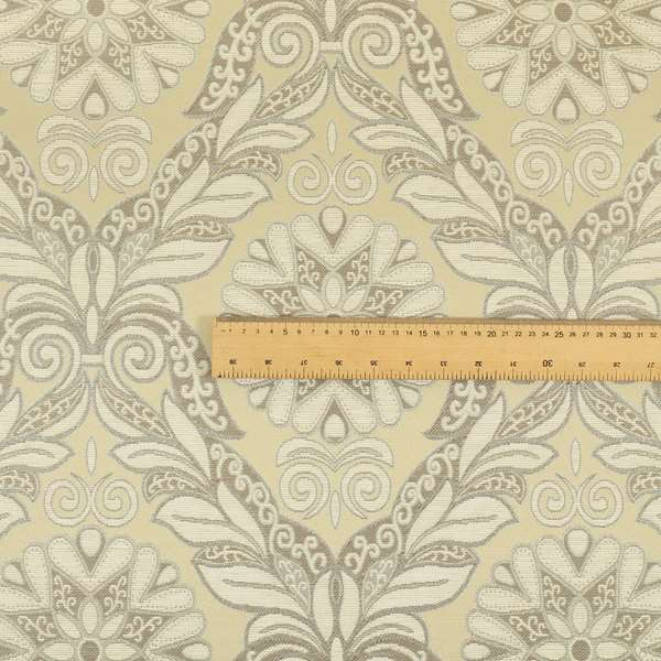 Sultan Collection Damask Floral Pattern Silver Shine Effect Colour Upholstery Fabric CTR-434 - Roman Blinds