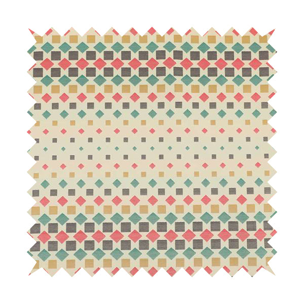 Zenith Collection In Smooth Chenille Finish Multi Coloured Polka Square Geometric Pattern Upholstery Fabric CTR-436