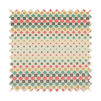 Zenith Collection In Smooth Chenille Finish Multi Coloured Polka Square Geometric Pattern Upholstery Fabric CTR-436