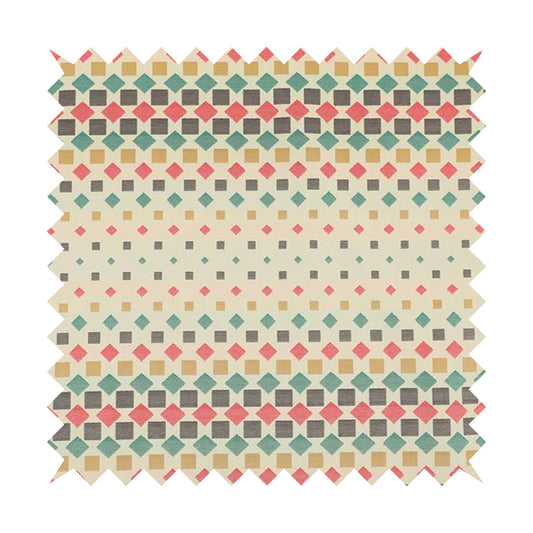 Zenith Collection In Smooth Chenille Finish Multi Coloured Polka Square Geometric Pattern Upholstery Fabric CTR-436