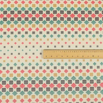 Zenith Collection In Smooth Chenille Finish Multi Coloured Polka Square Geometric Pattern Upholstery Fabric CTR-436 - Roman Blinds
